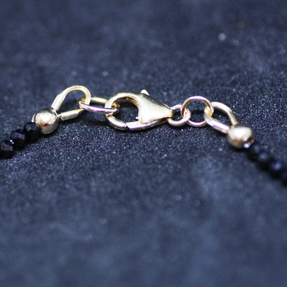 Handmade Natural Spinel, Mandarin Orange Garnet Bracelet 14K Gold Filled, 7" - Picture 3 of 6